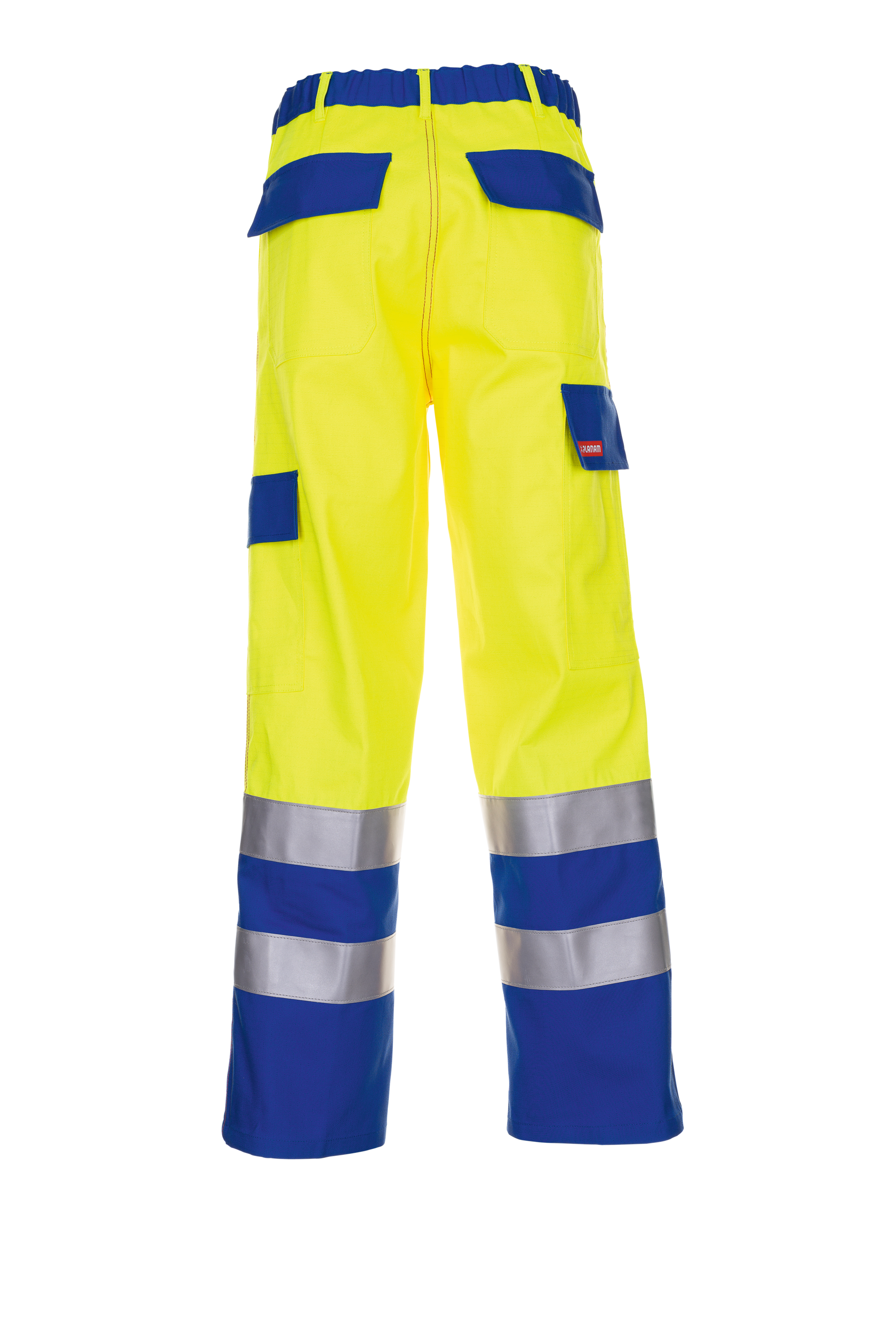 Pantalon imperméable jaune haute visibilité avec bandes argentées